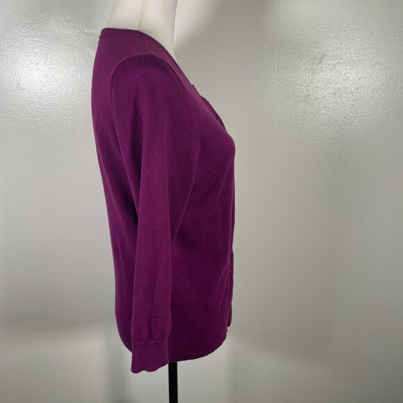 LOFT Cardigan Sweater Women Medium Purple Knitted Plum Long Sleeve Button Front - Picture 12 of 15